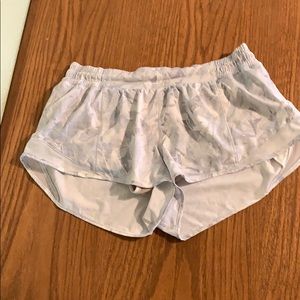 White and grey Lululemon hotty hot shorts size 10